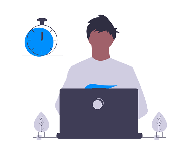 Utilisateur en plein air, devant un laptop, complétant le formulaire de ESSAI GRATUIT de SimplyDesk